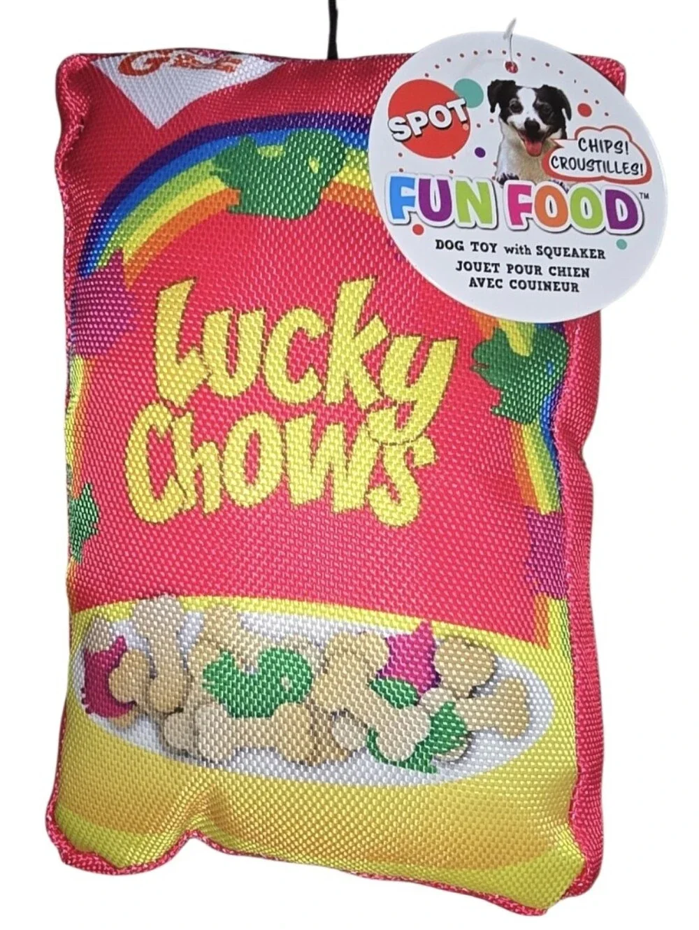 Lucky Chows Red Fun Food Dog Toy with Squeaker